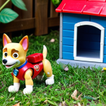 **Prompt:**  A vibrant photo of Paw Patrol action figures (Chase, Skye, Marshall) staged in a backyard, mid-action, perhaps "rescuing" a small toy car. Focus on dynamic angles and good lighting.  Include a small DIY craft element in the background (e.g., a painted dog house).  #PawPatrolToys #ToyPhotography #ActionFigures #PawPatrolCrafts #BackyardAdventures