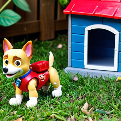 **Prompt:**  A vibrant photo of Paw Patrol action figures (Chase, Skye, Marshall) staged in a backyard, mid-action, perhaps "rescuing" a small toy car. Focus on dynamic angles and good lighting.  Include a small DIY craft element in the background (e.g., a painted dog house).  #PawPatrolToys #ToyPhotography #ActionFigures #PawPatrolCrafts #BackyardAdventures