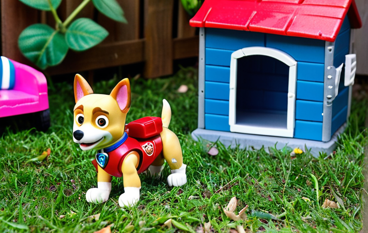 **Prompt:**  A vibrant photo of Paw Patrol action figures (Chase, Skye, Marshall) staged in a backyard, mid-action, perhaps "rescuing" a small toy car. Focus on dynamic angles and good lighting.  Include a small DIY craft element in the background (e.g., a painted dog house).  #PawPatrolToys #ToyPhotography #ActionFigures #PawPatrolCrafts #BackyardAdventures