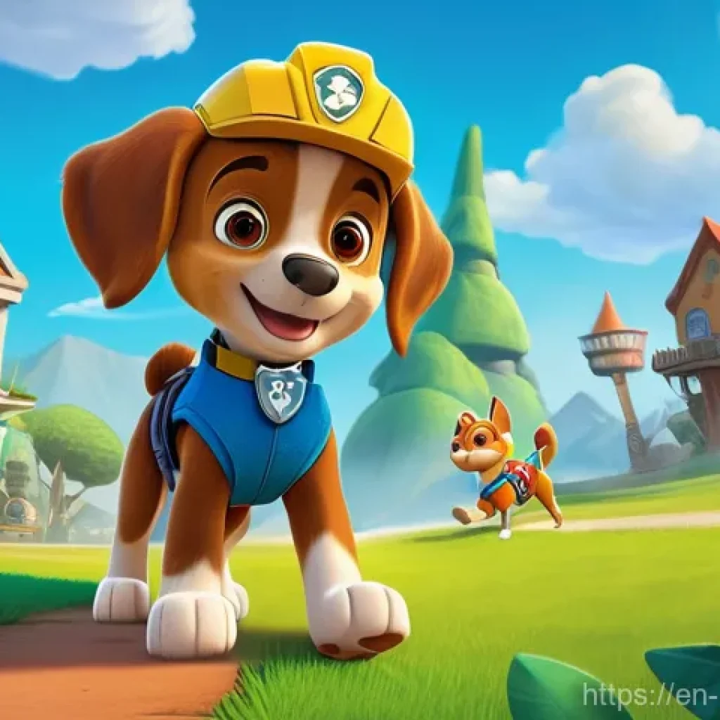 퍼피구조대 놀이용 어플 - **Prompt:** A cheerful young child, approximately 7 years old, with bright eyes and a curious expres...