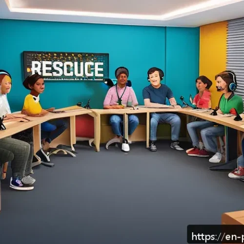 퍼피구조대 주요 배우 인터뷰 - A lively recording studio scene showing a diverse group of animated voice actors, each wearing casua...